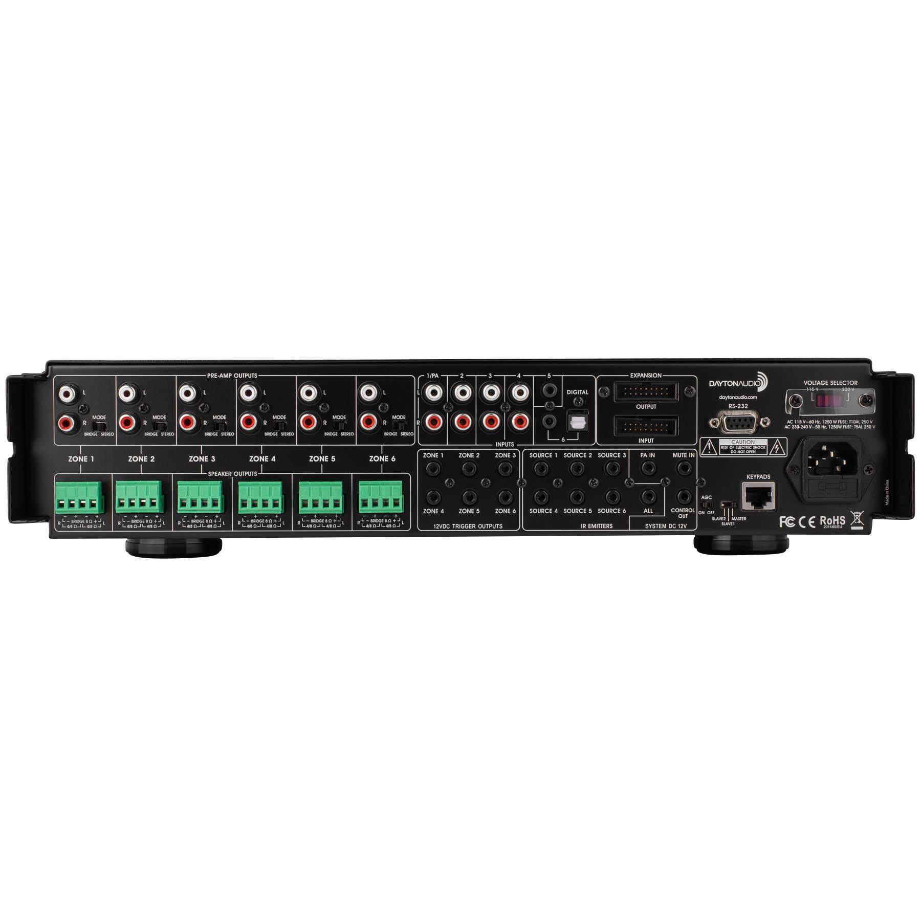 Dayton Audio DAX66 6-Source 6-Zone Distributed Whole House Dayton Audio DAX66 6-Source 6-Zone Distributed Whole House